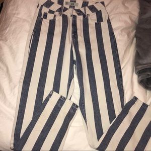 Topshop striped mom jeans. Denim